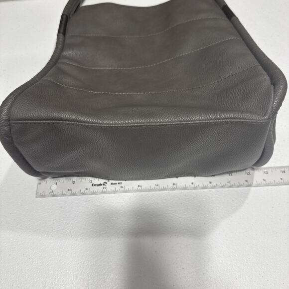 NEIMAN MARCUS Tote Bag Dark Gray Faux Pebbled Vegan Leather Shoulder Purse Large - Picture 10 of 12